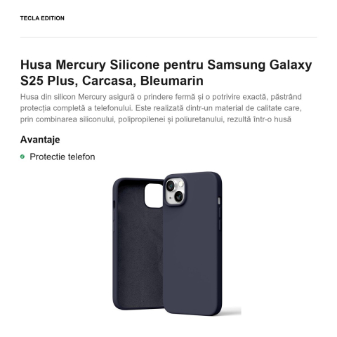Husa Mercury Silicone pentru Samsung Galaxy S25 Plus, Carcasa, Bleumarin [1]