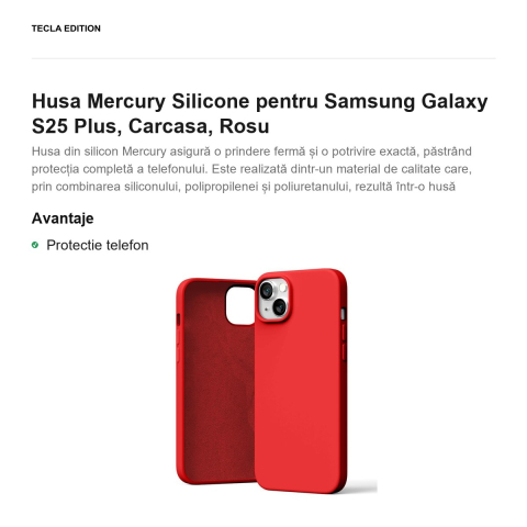 Husa Mercury Silicone pentru Samsung Galaxy S25 Plus, Carcasa, Rosu [1]