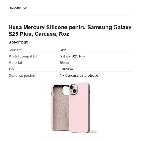 Husa Mercury Silicone pentru Samsung Galaxy S25 Plus, Carcasa, Roz [2]