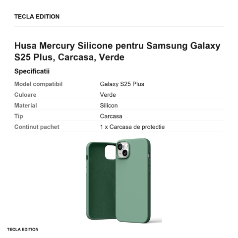 Husa Mercury Silicone pentru Samsung Galaxy S25 Plus, Carcasa, Verde [2]