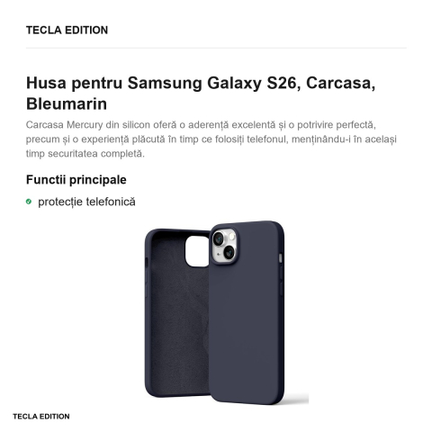 Husa Mercury Silicone pentru Samsung Galaxy S26, Carcasa, Bleumarin [1]
