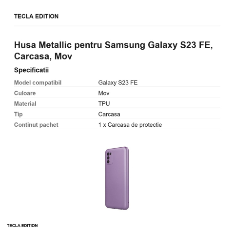 Husa Metallic pentru Samsung Galaxy S23 FE, Carcasa, Mov [2]
