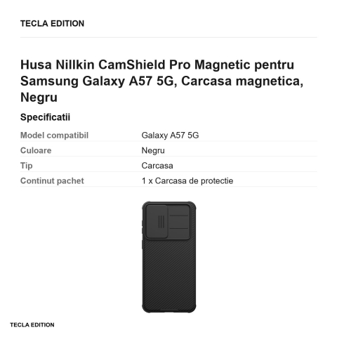 Husa Nillkin CamShield Pro Magnetic pentru Samsung Galaxy A57 5G, Carcasa magnetica, Negru [2]