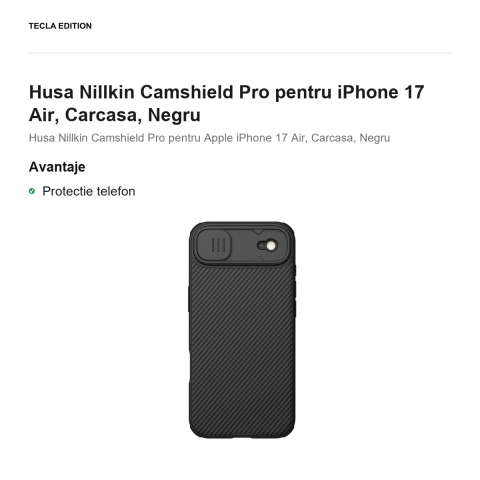Husa Nillkin Camshield Pro pentru iPhone 17 Air, Carcasa, Negru [1]