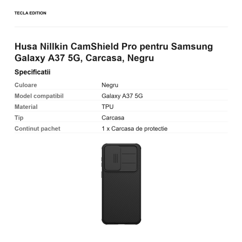 Husa Nillkin CamShield Pro pentru Samsung Galaxy A37 5G, Carcasa, Negru [2]