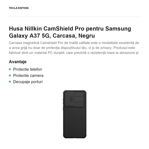Husa Nillkin CamShield Pro pentru Samsung Galaxy A37 5G, Carcasa, Negru [1]