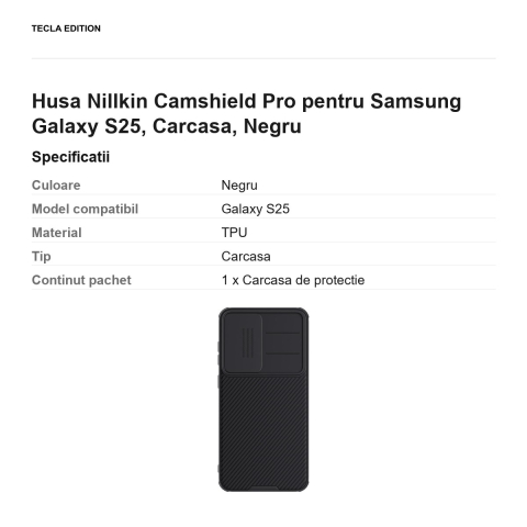 Husa Nillkin Camshield Pro pentru Samsung Galaxy S25, Carcasa, Negru [2]