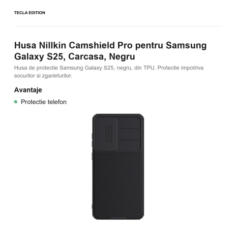 Husa Nillkin Camshield Pro pentru Samsung Galaxy S25, Carcasa, Negru [1]
