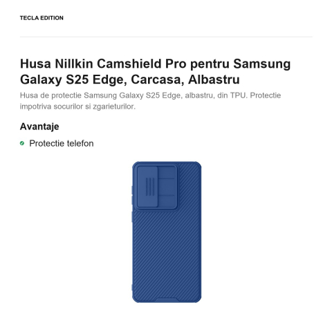 Husa Nillkin Camshield Pro pentru Samsung Galaxy S25 Edge, Carcasa, Albastru [1]