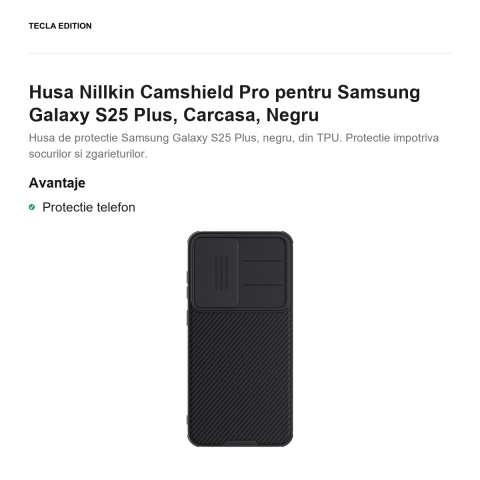 Husa Nillkin Camshield Pro pentru Samsung Galaxy S25 Plus, Carcasa, Negru [1]