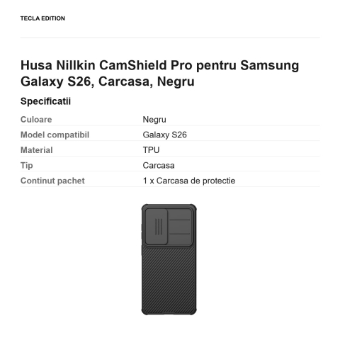 Husa Nillkin CamShield Pro pentru Samsung Galaxy S26, Carcasa, Negru [2]