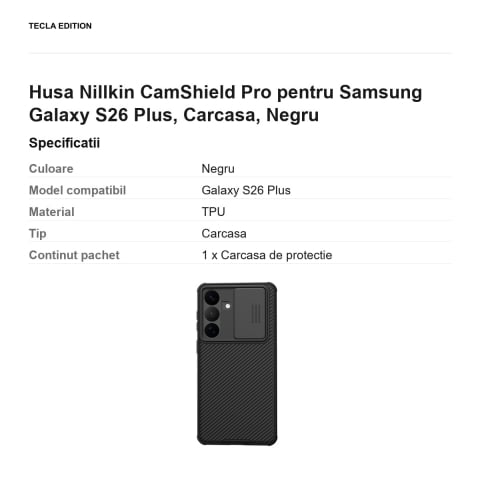Husa Nillkin CamShield Pro pentru Samsung Galaxy S26 Plus, Carcasa, Negru [2]