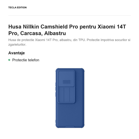 Husa Nillkin Camshield Pro pentru Xiaomi 14T Pro, Carcasa, Albastru [1]
