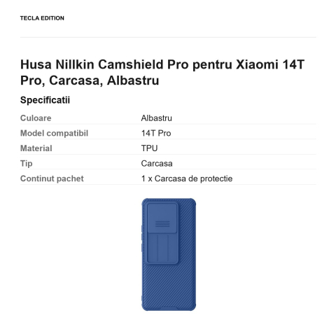 Husa Nillkin Camshield Pro pentru Xiaomi 14T Pro, Carcasa, Albastru [2]