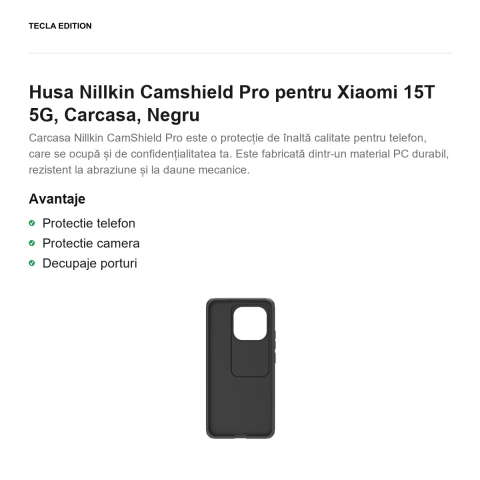 Husa Nillkin Camshield Pro pentru Xiaomi 15T 5G, Carcasa, Negru [1]