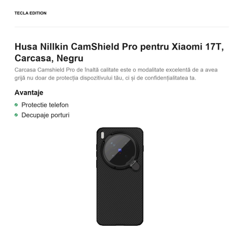 Husa Nillkin CamShield Pro pentru Xiaomi 17T, Carcasa, Negru [1]