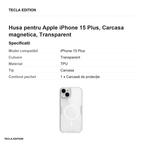 Husa Nillkin Nature Pro Magnetic pentru Apple iPhone 15 Plus, Carcasa magnetica, Transparent [2]