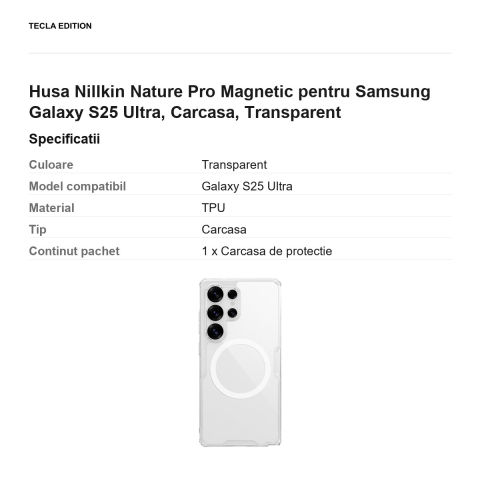 Husa Nillkin Nature Pro Magnetic pentru Samsung Galaxy S25 Ultra, Carcasa, Transparent [2]