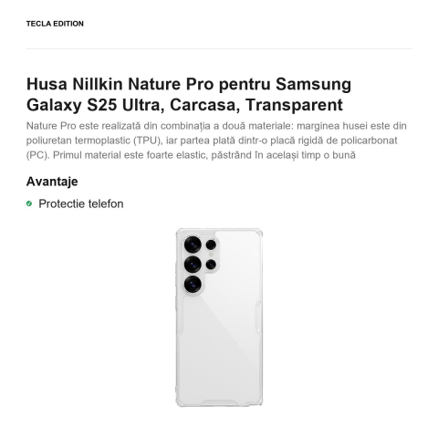 Husa Nillkin Nature Pro pentru Samsung Galaxy S25 Ultra, Carcasa, Transparent [1]