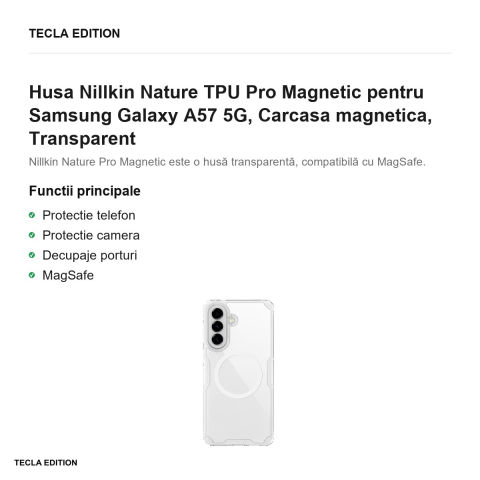 Husa Nillkin Nature TPU Pro Magnetic pentru Samsung Galaxy A57 5G, Carcasa magnetica, Transparent [1]