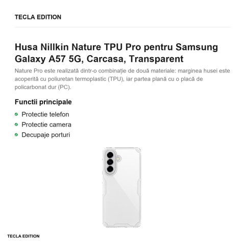Husa Nillkin Nature TPU Pro pentru Samsung Galaxy A57 5G, Carcasa, Transparent [1]