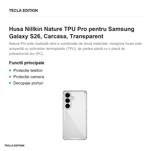 Husa Nillkin Nature TPU Pro pentru Samsung Galaxy S26, Carcasa, Transparent [1]