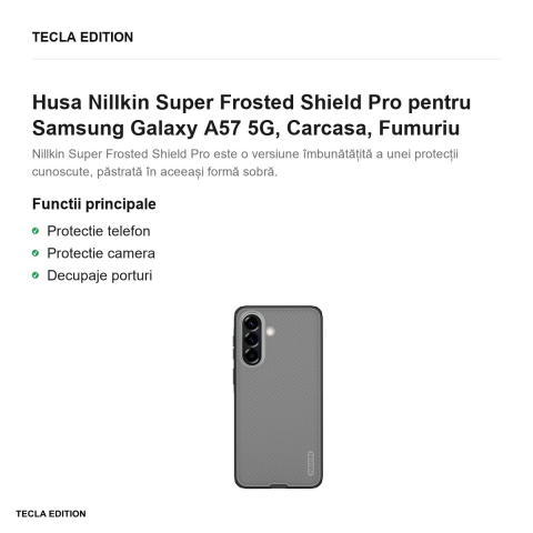 Husa Nillkin Super Frosted Shield Pro pentru Samsung Galaxy A57 5G, Carcasa, Fumuriu [1]