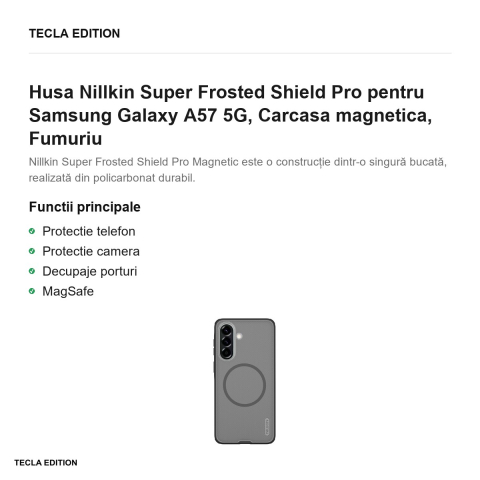 Husa Nillkin Super Frosted Shield Pro pentru Samsung Galaxy A57 5G, Carcasa magnetica, Fumuriu [1]