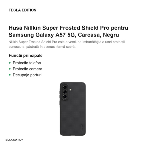 Husa Nillkin Super Frosted Shield Pro pentru Samsung Galaxy A57 5G, Carcasa, Negru [1]