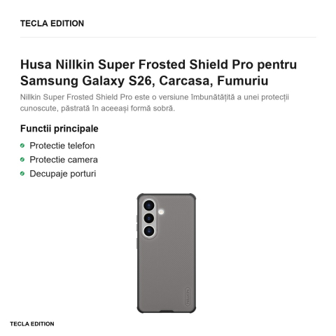 Husa Nillkin Super Frosted Shield Pro pentru Samsung Galaxy S26, Carcasa, Fumuriu [1]