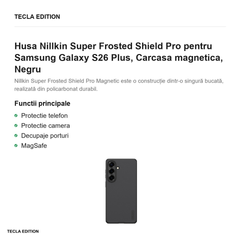Husa Nillkin Super Frosted Shield Pro pentru Samsung Galaxy S26 Plus, Carcasa magnetica, Negru [1]