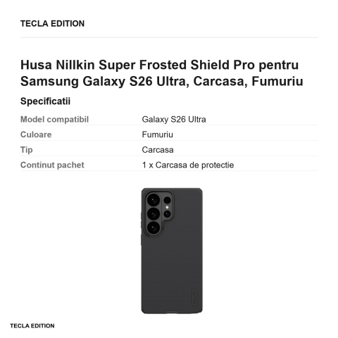 Husa Nillkin Super Frosted Shield Pro pentru Samsung Galaxy S26 Ultra, Carcasa, Fumuriu [2]