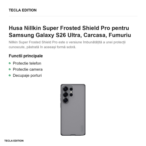 Husa Nillkin Super Frosted Shield Pro pentru Samsung Galaxy S26 Ultra, Carcasa, Fumuriu [1]