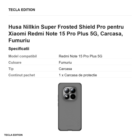 Husa Nillkin Super Frosted Shield Pro pentru Xiaomi Redmi Note 15 Pro Plus 5G, Carcasa, Fumuriu [2]