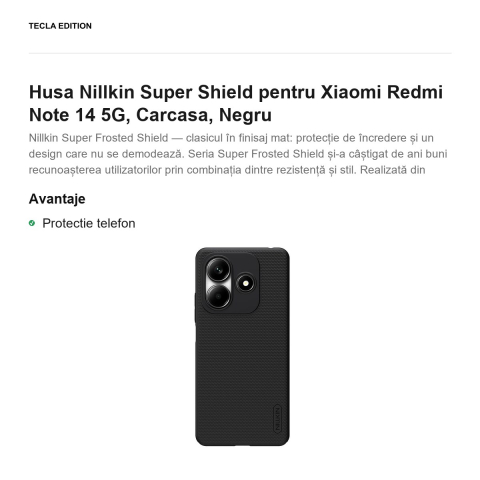 Husa Nillkin Super Shield pentru Xiaomi Redmi Note 14 5G, Carcasa, Negru [1]