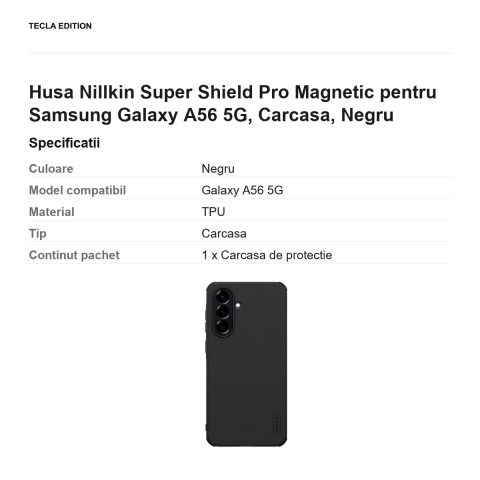 Husa Nillkin Super Shield Pro Magnetic pentru Samsung Galaxy A56 5G, Carcasa, Negru [2]