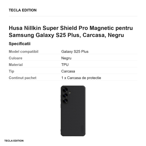 Husa Nillkin Super Shield Pro Magnetic pentru Samsung Galaxy S25 Plus, Carcasa, Negru [2]