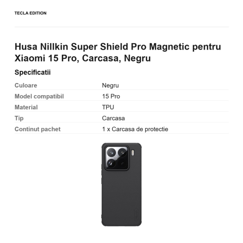 Husa Nillkin Super Shield Pro Magnetic pentru Xiaomi 15 Pro, Carcasa, Negru [2]