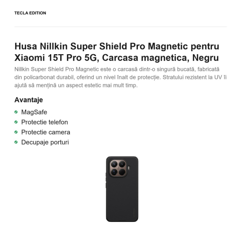 Husa Nillkin Super Shield Pro Magnetic pentru Xiaomi 15T Pro 5G, Carcasa magnetica, Negru [1]