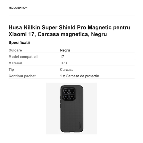 Husa Nillkin Super Shield Pro Magnetic pentru Xiaomi 17, Carcasa magnetica, Negru [2]
