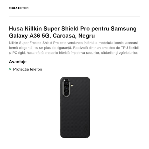 Husa Nillkin Super Shield Pro pentru Samsung Galaxy A36 5G, Carcasa, Negru [1]