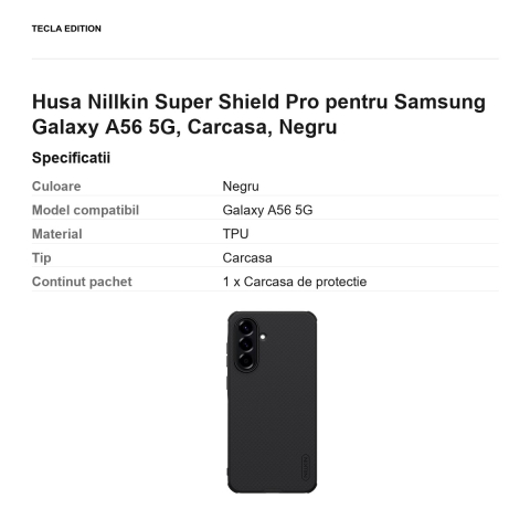Husa Nillkin Super Shield Pro pentru Samsung Galaxy A56 5G, Carcasa, Negru [2]