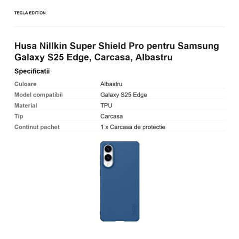 Husa Nillkin Super Shield Pro pentru Samsung Galaxy S25 Edge, Carcasa, Albastru [2]