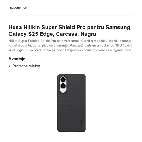 Husa Nillkin Super Shield Pro pentru Samsung Galaxy S25 Edge, Carcasa, Negru [1]