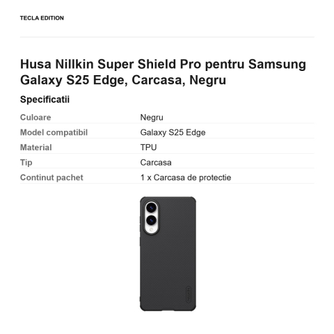Husa Nillkin Super Shield Pro pentru Samsung Galaxy S25 Edge, Carcasa, Negru [2]