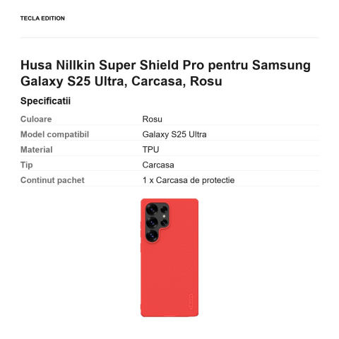 Husa Nillkin Super Shield Pro pentru Samsung Galaxy S25 Ultra, Carcasa, Rosu [2]