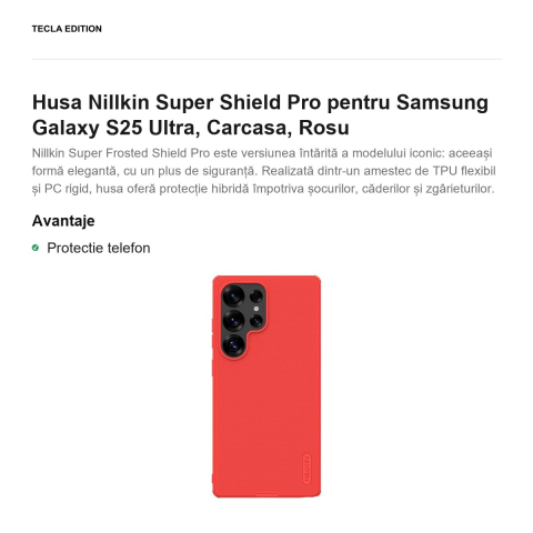 Husa Nillkin Super Shield Pro pentru Samsung Galaxy S25 Ultra, Carcasa, Rosu [1]