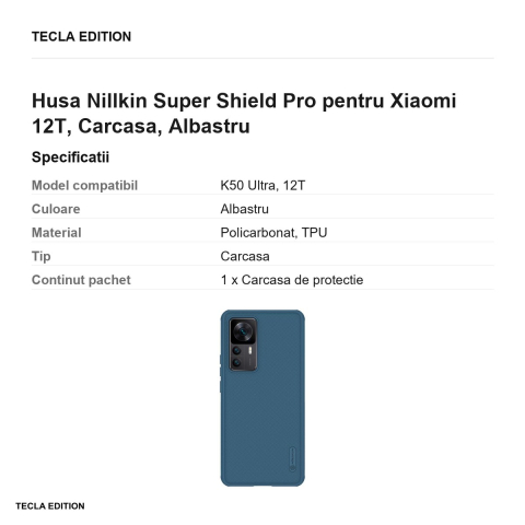 Husa Nillkin Super Shield Pro pentru Xiaomi 12T, Carcasa, Albastru [2]