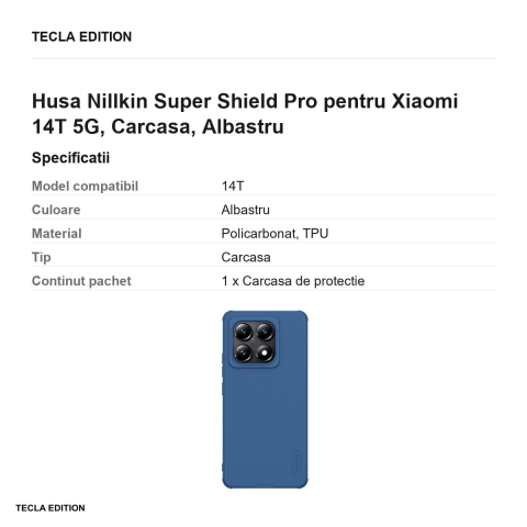 Husa Nillkin Super Shield Pro pentru Xiaomi 14T 5G, Carcasa, Albastru [2]