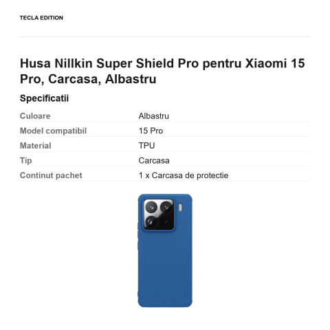 Husa Nillkin Super Shield Pro pentru Xiaomi 15 Pro, Carcasa, Albastru [2]